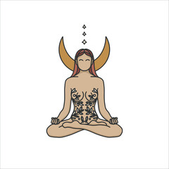 Celestial Woman logo design, feminine, boho woman