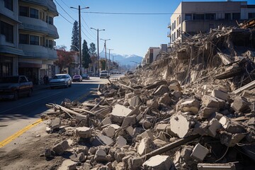 Powerful earthquake, showcasing the devastating impact of seismic forces on structures and environments