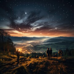 Fototapeta premium Breathtaking scene of a meteor shower illuminating the night sky