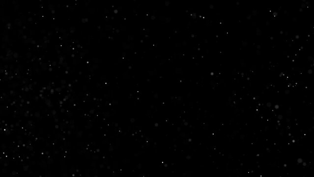 Dust particles fly in the air. Shot of flying snowflakes bokeh. Floating particles of organic dust 