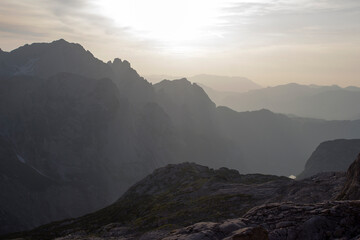 Sunset in the Austrian Alps of the Dachstein region (Styria in Austria)