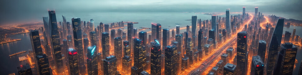 Fototapeta na wymiar Aerial photography of modern cities at night