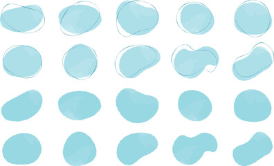 Fototapeta na wymiar かわいい抽象的なゆるゆるフレーム　水・雫・雨・青フレーム　　Set of cute abstract shapes.Vector loose frame.　vector water frame set.