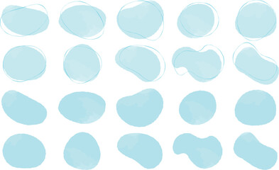 かわいい抽象的なゆるゆるフレーム　水・雫・雨・青フレーム　　Set of cute abstract shapes.Vector loose frame.　vector water frame set.