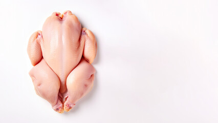 Nacktes Huhn gerupft und isoliert auf weißen Hintergrund Foodfotografie Nahaufnahme, ai generativ
