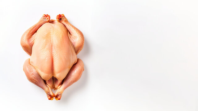Nacktes Huhn gerupft und isoliert auf wei&szlig;en Hintergrund Foodfotografie Nahaufnahme, ai generativ