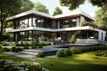 Fototapeta na wymiar Premium Modern house exterior for real estate business 