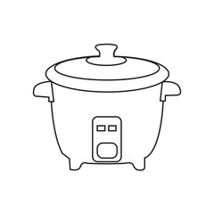 Electric rice cooker vector isolated.rice cooker outline, Hand drawn outline illustration, kitchen appliances element,flat rice electric cooker oven vector.Electric.rice electric cooker oven vector.
