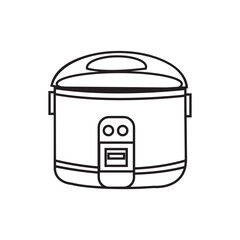 Electric rice cooker vector isolated.rice cooker outline, Hand drawn outline illustration, kitchen appliances element,flat rice electric cooker oven vector.Electric.rice electric cooker oven vector.

