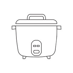 Electric rice cooker vector isolated.rice cooker outline, Hand drawn outline illustration, kitchen appliances element,flat rice electric cooker oven vector.Electric.rice electric cooker oven vector.
