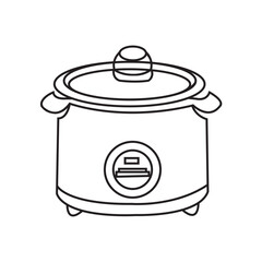 Electric rice cooker vector isolated.rice cooker outline, Hand drawn outline illustration, kitchen appliances element,flat rice electric cooker oven vector.Electric.rice electric cooker oven vector.
