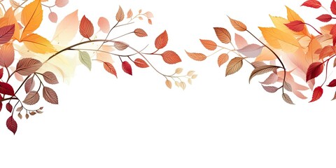  Border of Delicate Autumn Leaves - Embracing the Beauty of the Season - Graceful and Nature-Inspired Ambiance -   Generative AI Digital Illustration
