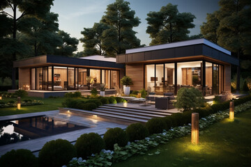 Fototapeta na wymiar Premium Modern house exterior for real estate business 
