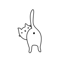 Doodle cartoon cat . Vector contour illustration for prints, clothing, packaging, stickers.