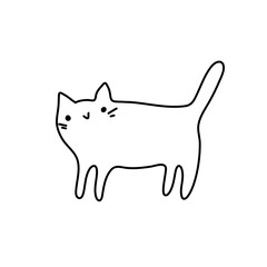 Doodle cartoon cat . Vector contour illustration for prints, clothing, packaging, stickers.