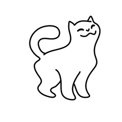Obraz premium Doodle cartoon cat . Vector contour illustration for prints, clothing, packaging, stickers.