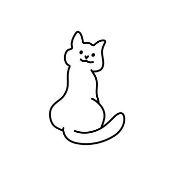 Doodle cartoon cat . Vector contour illustration for prints, clothing, packaging, stickers.