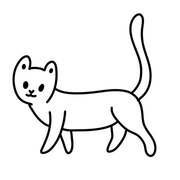 Doodle cartoon cat . Vector contour illustration for prints, clothing, packaging, stickers.