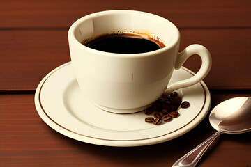 Obraz premium cup of coffee with spoon. generative ai
