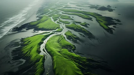 Fototapeten Green river in aerial view. © Arma Design