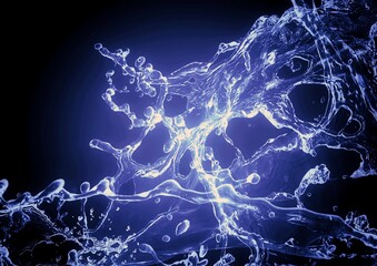 抽象的な青い水しぶきの3dイラスト