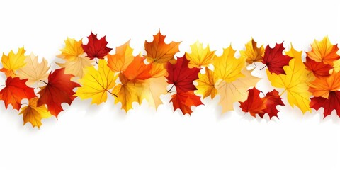 Naklejka na ściany i meble Isolated on White - Embracing the Colors of Fall Foliage - Striking and Versatile Design - A Captivating Autumn Leaves Border, Isolated on a White Background. Generative AI Digital Illustration