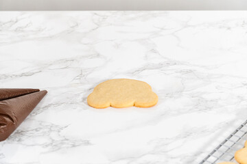 Panda shaped shortbread cookies with chocolate icing