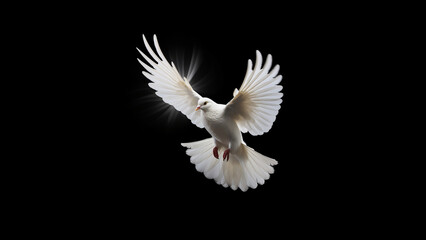 Weiße Taube als Friedenstauben Symbol mit ausgebreiteten Flügel, ai generativ