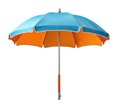 Blue And Orange Beach Umbrella Isolated on Transparent Background - Generative AI
