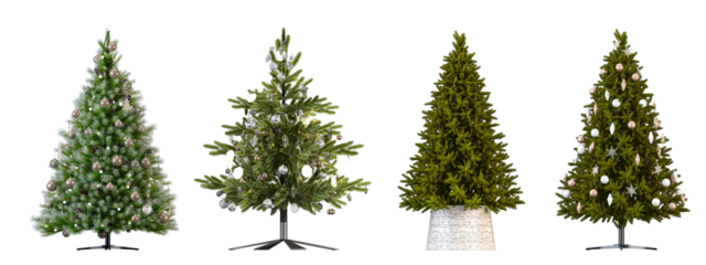 set of trees isolated on white