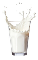 A Glass of Milk Splash With Isolated on Transparent Background - Generative AI
