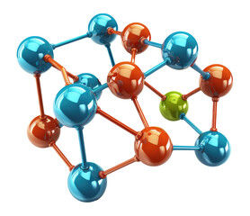 Molecules 3D Style Isolated on Transparent Background - Generative AI
