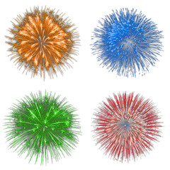Firework Different Colors Set Isolated on Transparent Background - Generative AI

