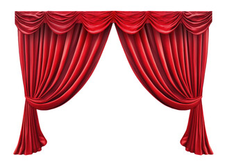 Obraz premium Red Stage Curtain Isolated on Transparent Background - Generative AI 