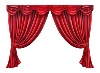 Red Stage Curtain Isolated on Transparent Background - Generative AI
