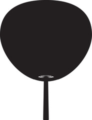 うちわのイラスト　形違いB　団扇　黒