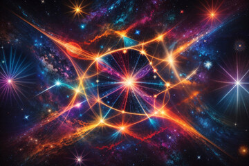 Fototapeta premium Colorful space galaxy cloud nebula. Stary night cosmos. Universe science astronomy. Supernova background wallpaper. Generative Al