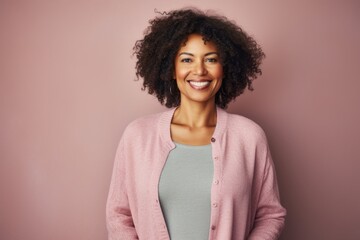 Portrait of a smiling african american woman with curly hair