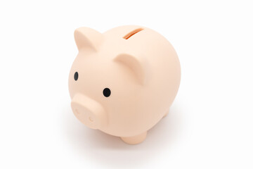 Piggy bank isolated on white background. Saving pig, small money box, planning home finances concept.