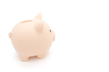 Piggy bank isolated on white background. Saving pig, small money box, planning home finances concept.