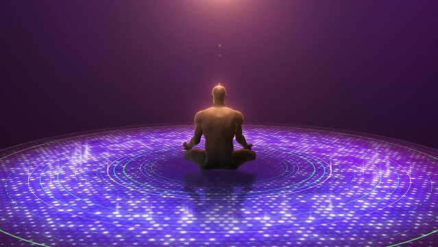 Yoga lotus pose meditation in a looped 3D animation