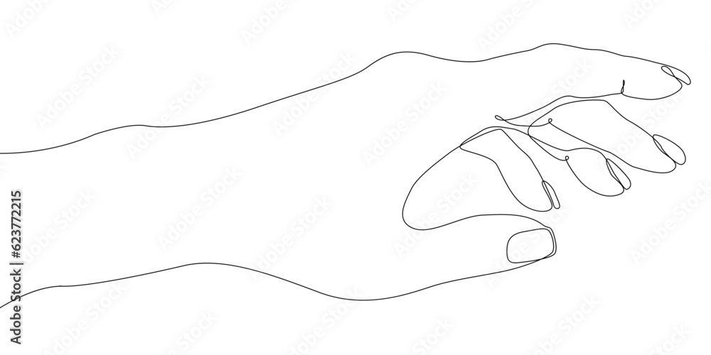 Poster hand icon line continuous drawing vector. one line hand icon vector background. hand palms icon. con