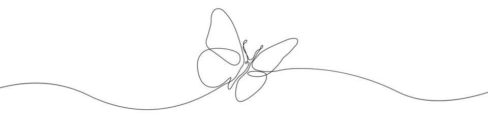 Butterfly vector linear icon. Butterfly one line in one line vector. Linear outline design of butterflies. Vector illustration.