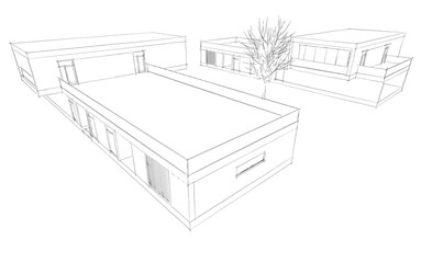 Fototapeta premium architectural drawing 3d illustration 