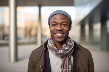 Fototapeta premium Portrait of a handsome young african american man smiling outdoors