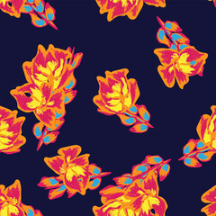 Colourful Abstract Floral Seamless Pattern Design