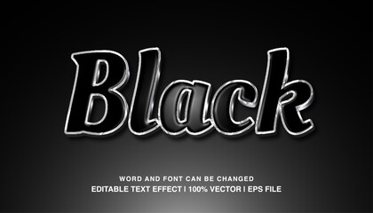 Naklejka na ściany i meble Black editable text effect template, bold black glossy luxury style typeface, premium vector