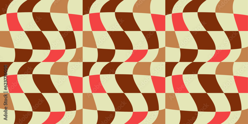 Poster Beautiful and seamless chess pattern. Vector seamless checkered pattern in brown and pink. For packaging, any surface where there should be a seamless background.