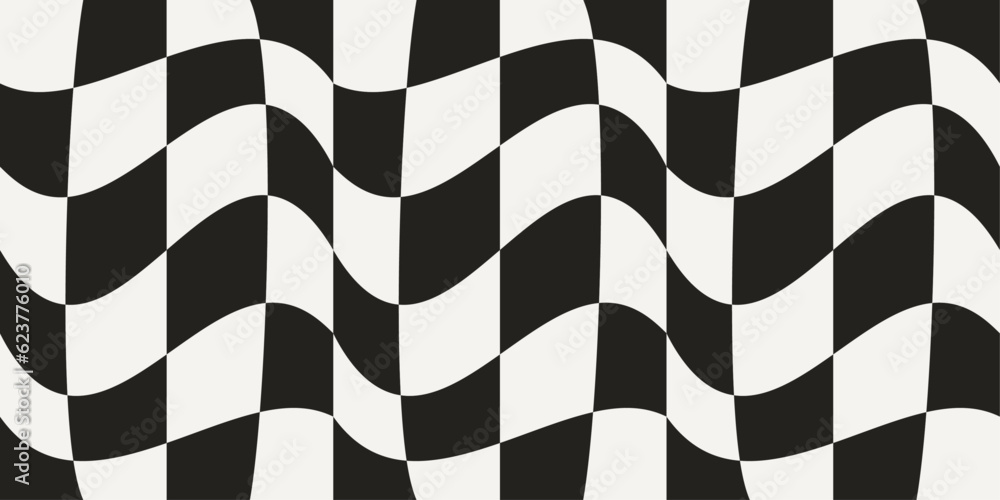Poster Beautiful and seamless racing flag. Vector seamless checkered pattern in black and white. For packaging, any surface where there should be a seamless background.
