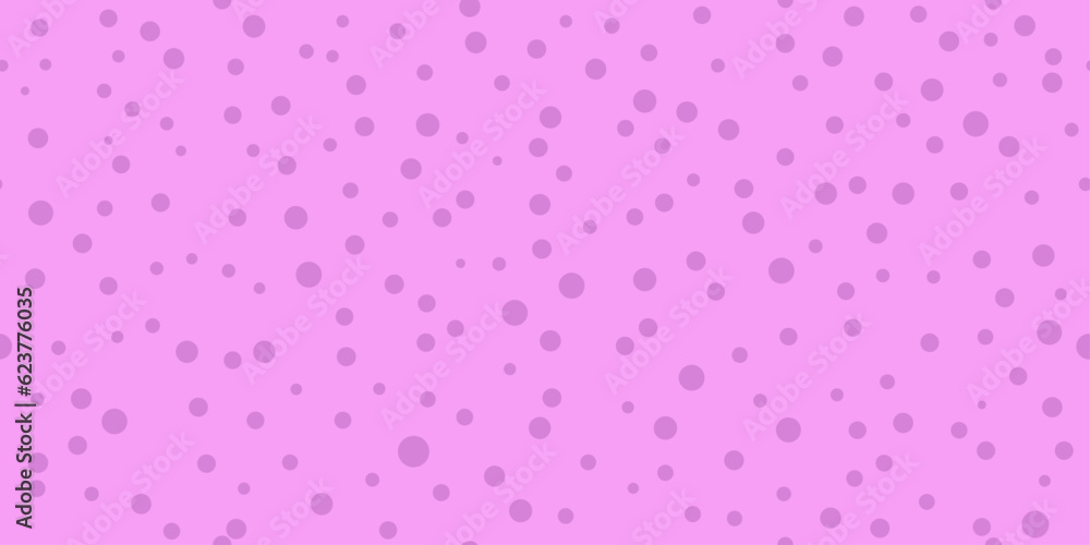 Poster Pink background with white circles randomly placed. Seamless vector pattern with circles.